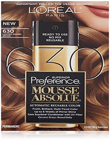 1 Loreal Superior Preference Mousse Absolue Permanent Dye 630 Light Golden Brown