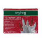Merry Brite 70 Fashion Lights frosted white & red & clear bulb/white wire