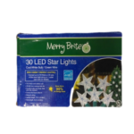 Merry Brite 30 LED Star Lights Cool White Bulb/green Wire