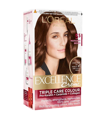 L’Oreal Paris Excellence Creme Hair Color, 5.5 Mahogany Brown,(72 ml+100 gm)