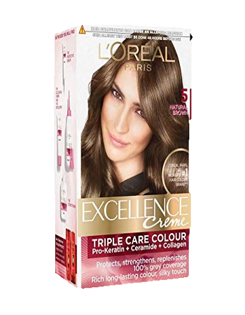L’Oreal Paris Excellence Creme Hair Color,5 Natural Brown(72 ml+100 gm)