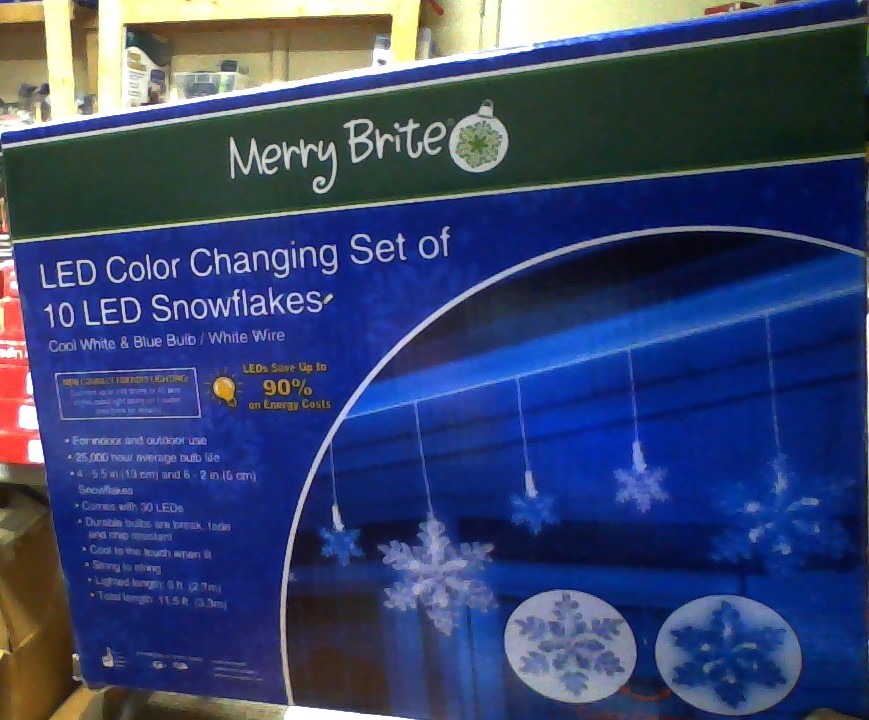 Merry Brite LED Color Changing Set of 10 LED Snowflakes