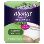 Always Discreet Bladder protection 7 S/M  underwear maximum absorbtion, absorbs leaks in seconds