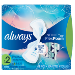 Always Infinity with flex foam absorbs 10X its weight  Heavy flow pads