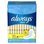 Always Maxi, Size 1, Regular Pads With Wings, Unscented, 36 Count