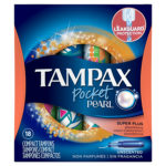 Tampax Pocket pearl Bult-in backup 18 Super plus Compact tampons