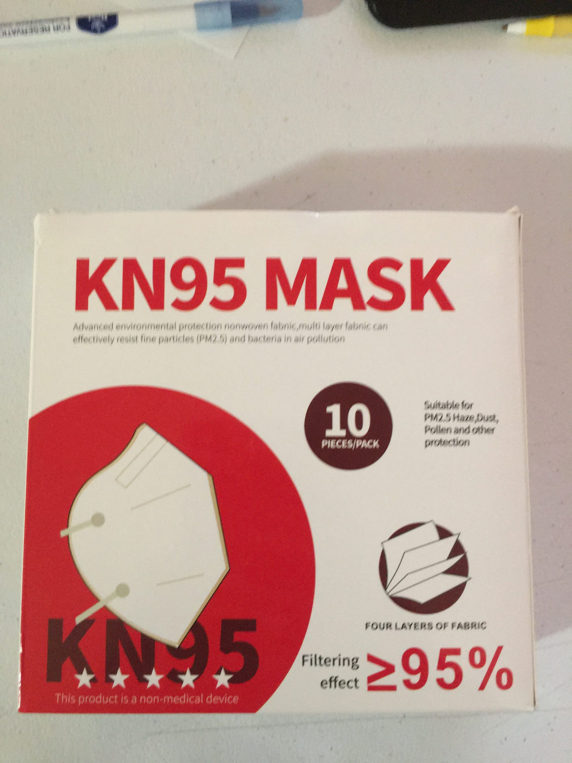 KN95 Face Mask Pack of 10 Fold Flat Comfortable Fit